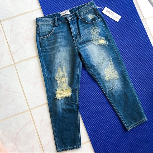 WILDFOX Distressed Cropped Denim - Picture 4 of 8